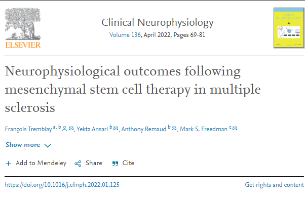間充質(zhì)干細胞治療多發(fā)性硬化癥后的神經(jīng)生理學結果 間充質(zhì)干細胞治療多發(fā)性硬化癥后的神經(jīng)生理學結果