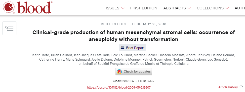 13個科研單位聯合確認：間充質干細胞（MSCs）不具有成瘤性