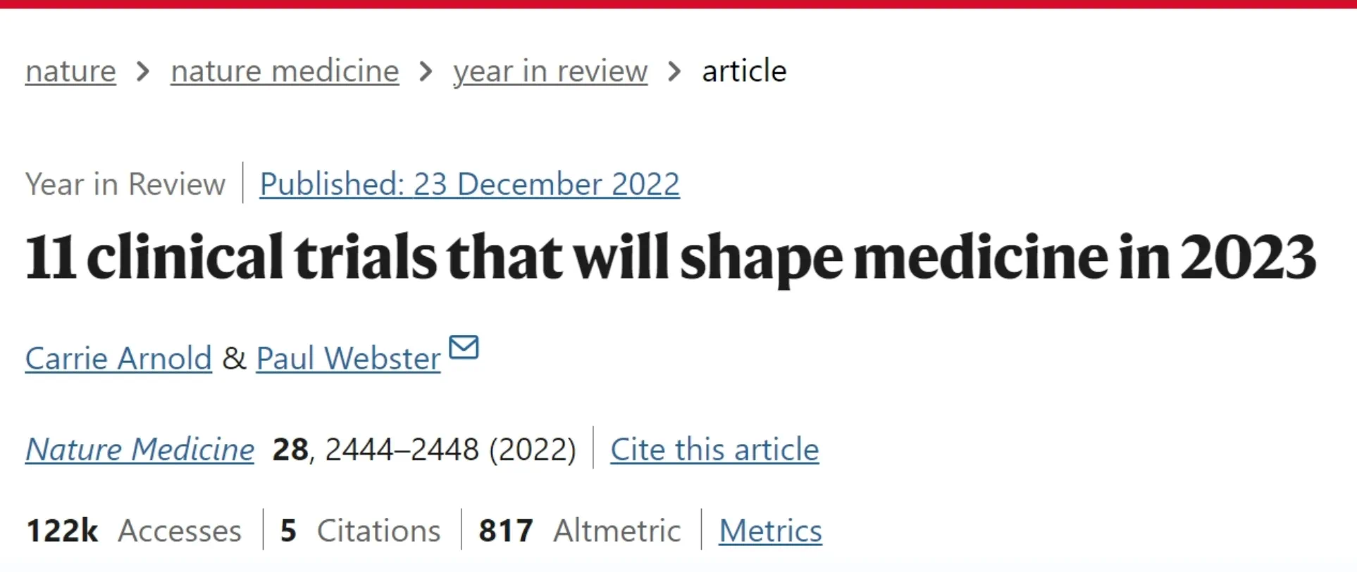 11個將在2023年改變醫學的臨床試驗 11個將在2023年改變醫學的臨床試驗