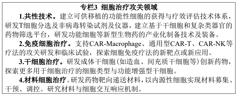 專欄3:細胞治療攻關領域 專欄3:細胞治療攻關領域