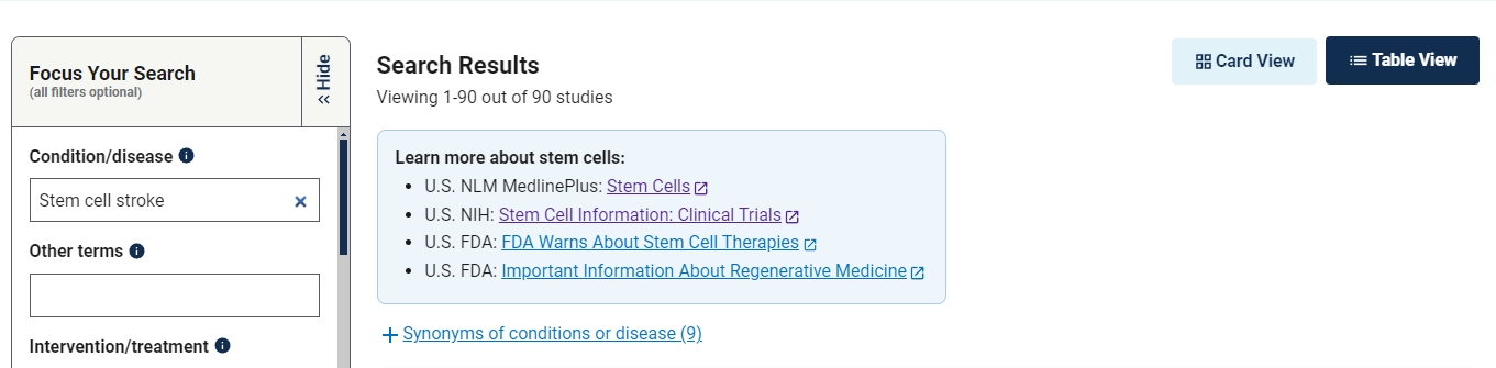 干細(xì)胞治療急性缺血性中風(fēng)的臨床試驗(yàn)達(dá)90項(xiàng)。