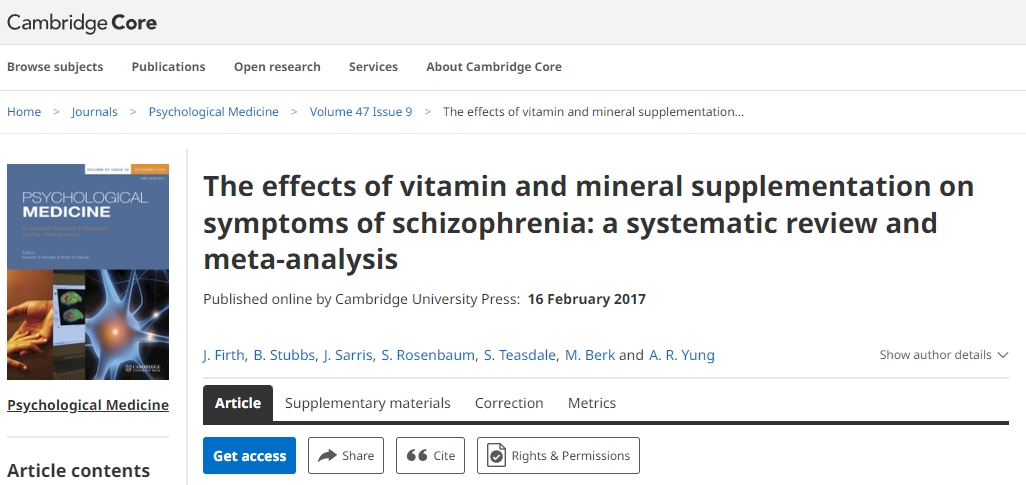 維生素和礦物質(zhì)補充劑對精神分裂癥癥狀的影響:系統(tǒng)評價和薈萃分析