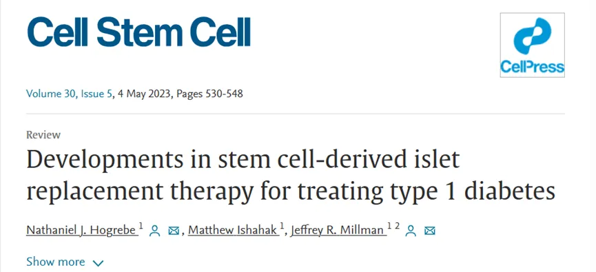 干細胞來源的胰島替代療法治療 1 型糖尿病的進展 干細胞來源的胰島替代療法治療 1 型糖尿病的進展