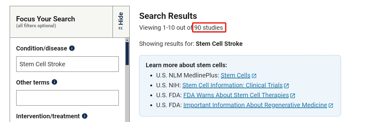 干細胞治療中風的臨床研究項目有90項。其中已完成的有33項。 干細胞治療中風的臨床研究項目有90項。其中已完成的有33項。