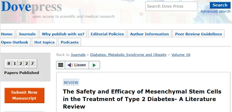 間充質(zhì)干細胞治療Ⅱ型糖尿病的安全性和有效性相關綜述 間充質(zhì)干細胞治療Ⅱ型糖尿病的安全性和有效性相關綜述
