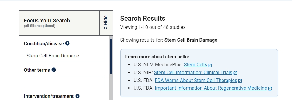 干細(xì)胞治療腦損傷的臨床研究項(xiàng)目有48項(xiàng)。其中已完成的有18項(xiàng)。