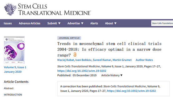 2004-2018年間充質(zhì)干細胞臨床試驗趨勢：在窄劑量范圍內(nèi)療效最佳嗎
