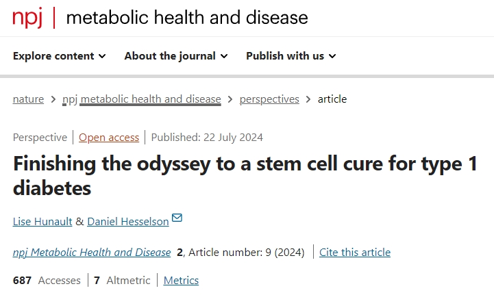 《自然》子刊:完成干細胞治療1型糖尿病的奧德賽之旅 《自然》子刊:完成干細胞治療1型糖尿病的奧德賽之旅