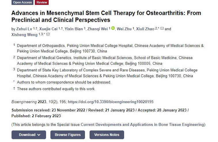 間充質干細胞治療骨關節炎的進展:從臨床前和臨床角度 間充質干細胞治療骨關節炎的進展:從臨床前和臨床角度
