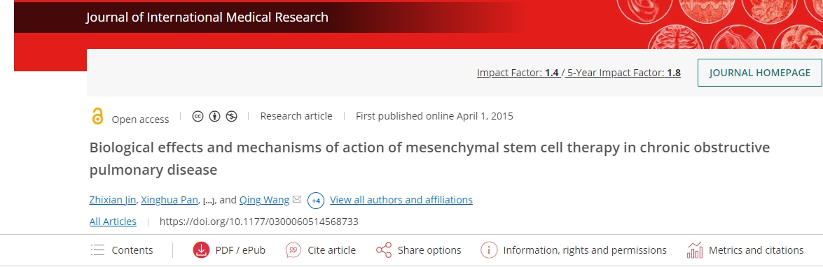 間充質干細胞治療慢性阻塞性肺疾病的生物學效應及作用機制 間充質干細胞治療慢性阻塞性肺疾病的生物學效應及作用機制