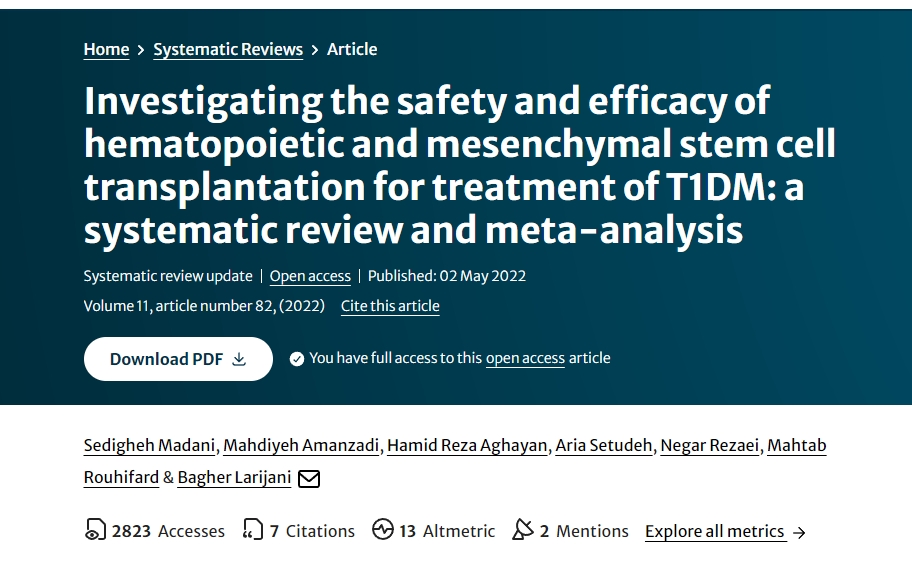 探討造血和間充質(zhì)干細胞移植治療1型糖尿病的安全性和有效性:系統(tǒng)評價和薈萃分析 探討造血和間充質(zhì)干細胞移植治療1型糖尿病的安全性和有效性:系統(tǒng)評價和薈萃分析
