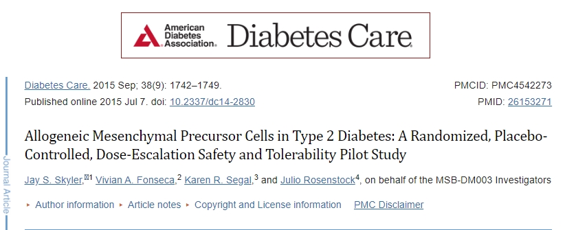 同種異體間充質前體細胞在 2 型糖尿病中的應用:一項隨機、安慰劑對照、劑量遞增安全性和耐受性試點研究 同種異體間充質前體細胞在 2 型糖尿病中的應用:一項隨機、安慰劑對照、劑量遞增安全性和耐受性試點研究