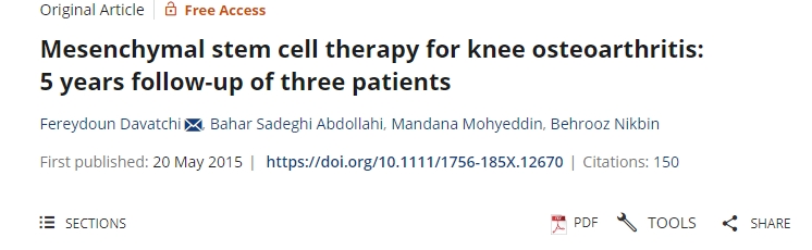 間充質(zhì)干細胞治療膝骨關(guān)節(jié)炎：三例患者的5年隨訪