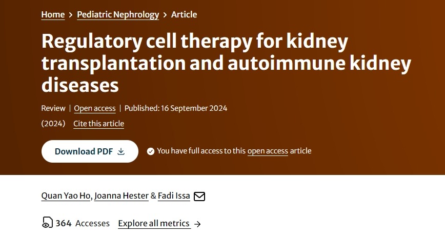 腎移植和自身免疫性腎臟疾病的調(diào)節(jié)細胞治療 腎移植和自身免疫性腎臟疾病的調(diào)節(jié)細胞治療