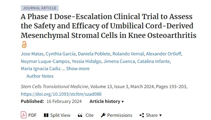 一項(xiàng)I期劑量遞增臨床試驗(yàn)，評(píng)估臍帶間充質(zhì)基質(zhì)細(xì)胞在膝關(guān)節(jié)骨關(guān)節(jié)炎中的安全性和有效性