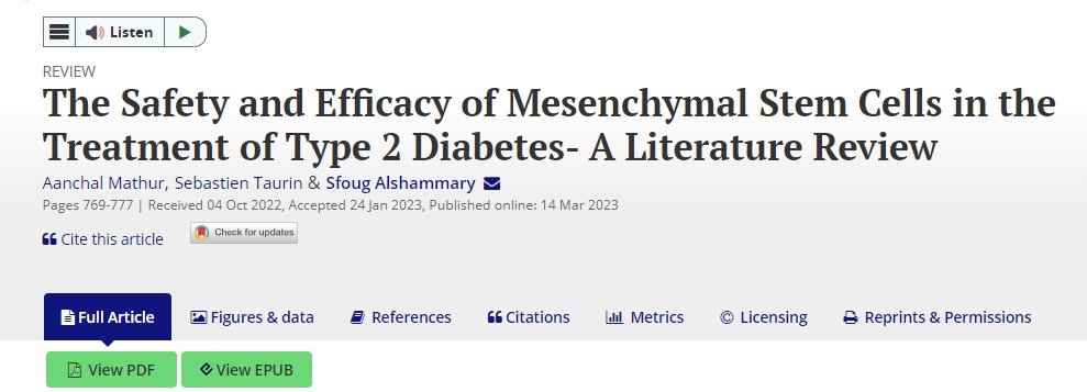 間充質干細胞治療2型糖尿病的安全性和有效性 間充質干細胞治療2型糖尿病的安全性和有效性