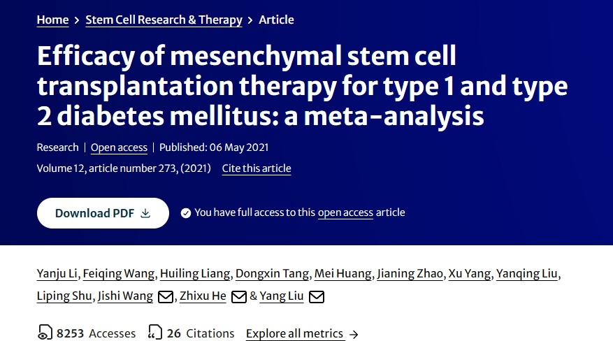 間充質(zhì)干細(xì)胞移植治療1型和2型糖尿病療效的薈萃分析 間充質(zhì)干細(xì)胞移植治療1型和2型糖尿病療效的薈萃分析