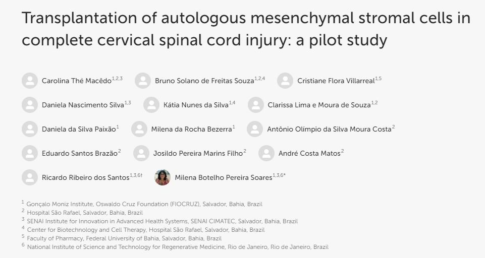 自體間充質基質細胞移植治療完全性頸脊髓損傷:一項初步研究 自體間充質基質細胞移植治療完全性頸脊髓損傷:一項初步研究