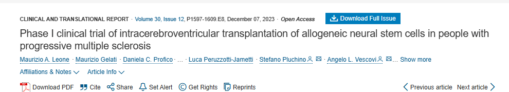 進行性多發(fā)性硬化癥患者腦室內(nèi)移植同種異體神經(jīng)干細胞的 I 期臨床試驗 進行性多發(fā)性硬化癥患者腦室內(nèi)移植同種異體神經(jīng)干細胞的 I 期臨床試驗