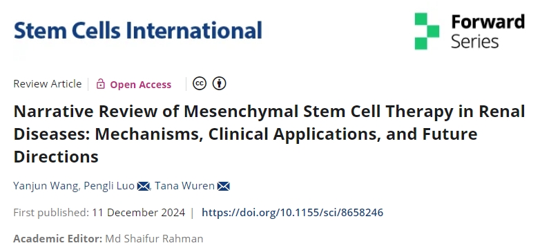 最新綜述：干細胞治療腎臟疾病的機制、臨床應(yīng)用和未來方向