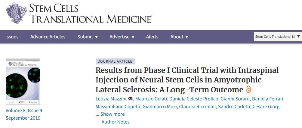 神經干細胞脊柱內注射治療肌萎縮側索硬化癥的I期臨床試驗結果：長期結果