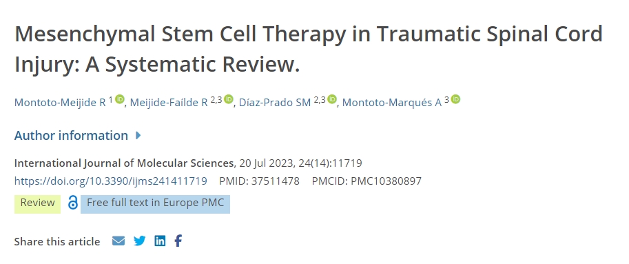 創傷性脊髓損傷的間充質干細胞治療：系統評價