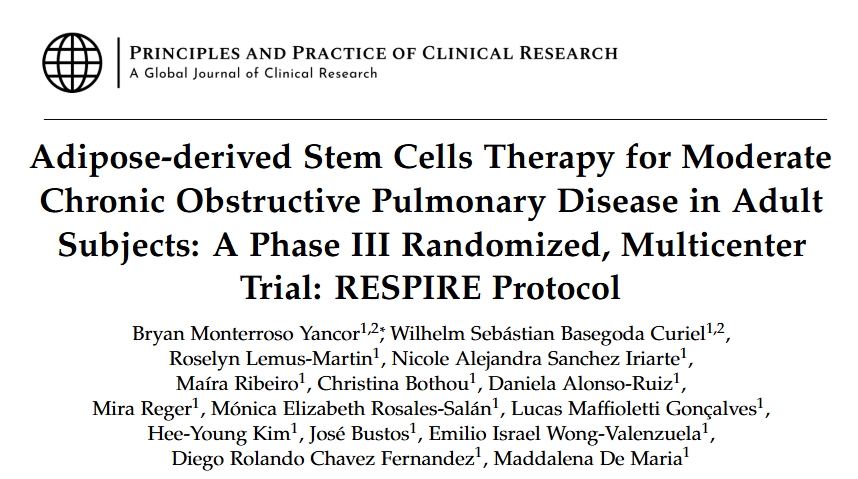 脂肪干細胞治療成人中度慢性阻塞性肺病:一項III期隨機、多中心臨床試驗:RESPIRE方案 脂肪干細胞治療成人中度慢性阻塞性肺病:一項III期隨機、多中心臨床試驗:RESPIRE方案