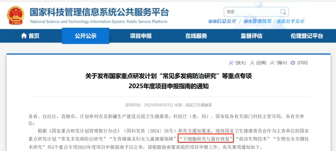 關于國家重點研發計劃“常見多發病防治研究”等重點專項2025年度項目申報指南的通知 關于國家重點研發計劃“常見多發病防治研究”等重點專項2025年度項目申報指南的通知