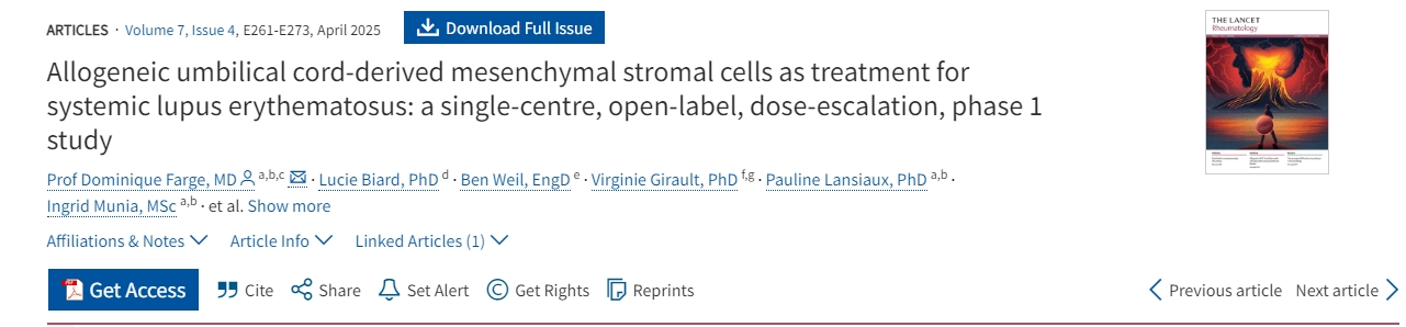 同種異體臍帶間充質基質細胞治療系統性紅斑狼瘡:一項單中心、開放標簽、劑量遞增、1期研究 同種異體臍帶間充質基質細胞治療系統性紅斑狼瘡:一項單中心、開放標簽、劑量遞增、1期研究