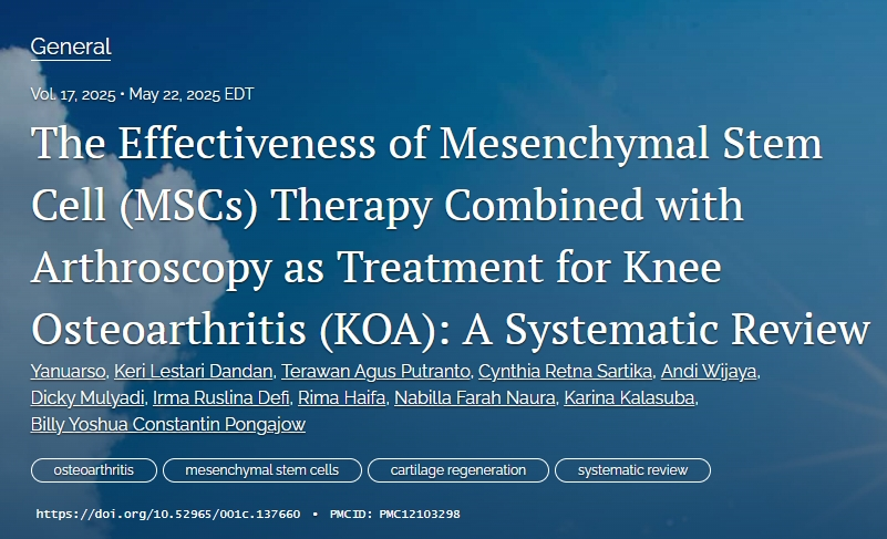 間充質(zhì)干細(xì)胞（MSCs）療法聯(lián)合關(guān)節(jié)鏡治療膝骨關(guān)節(jié)炎（KOA）的療效：系統(tǒng)評價(jià)