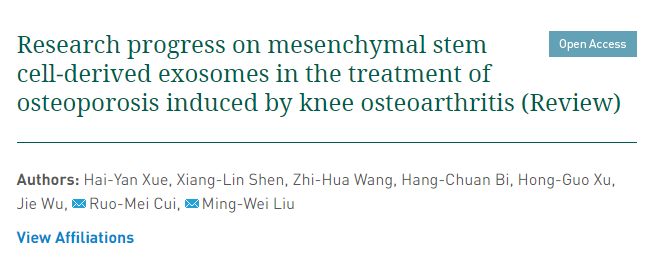 間充質(zhì)干細胞來源的外泌體治療膝骨關(guān)節(jié)炎所致骨質(zhì)疏松癥的研究進展