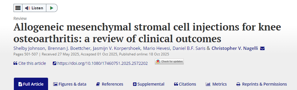 異體間充質(zhì)干細胞注射治療膝骨關(guān)節(jié)炎：臨床療效綜述