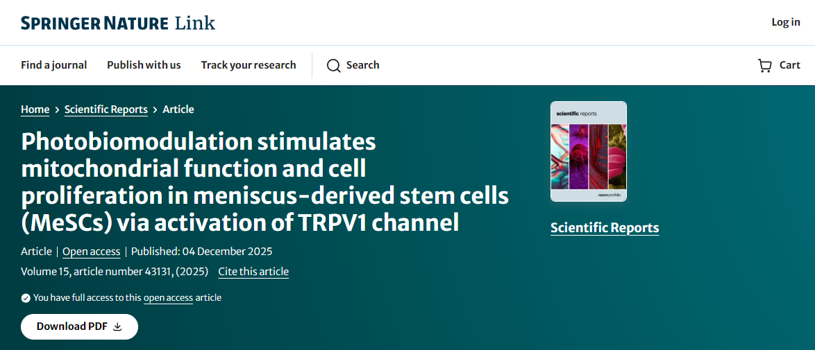 光生物調(diào)節(jié)通過激活TRPV1通道刺激半月板來源干細(xì)胞(MeSCs)的線粒體功能和細(xì)胞增殖 光生物調(diào)節(jié)通過激活TRPV1通道刺激半月板來源干細(xì)胞(MeSCs)的線粒體功能和細(xì)胞增殖