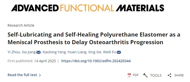 自潤(rùn)滑和自修復(fù)聚氨酯彈性體作為半月板假體可延緩骨關(guān)節(jié)炎進(jìn)展 自潤(rùn)滑和自修復(fù)聚氨酯彈性體作為半月板假體可延緩骨關(guān)節(jié)炎進(jìn)展