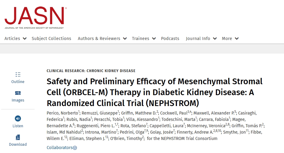 間充質(zhì)基質(zhì)細胞（ORBCEL-M）治療糖尿病腎病的安全性和初步療效：一項隨機臨床試驗（NEPHSTROM）