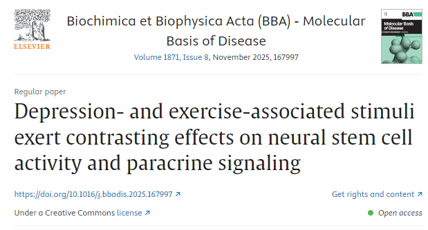 抑郁和運(yùn)動(dòng)相關(guān)的刺激對(duì)神經(jīng)干細(xì)胞活性和旁分泌信號(hào)傳導(dǎo)產(chǎn)生截然相反的影響