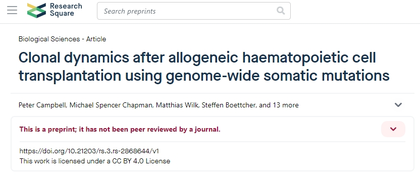 使用全基因組體細胞突變的異基因造血干細胞移植后的克隆動態 使用全基因組體細胞突變的異基因造血干細胞移植后的克隆動態