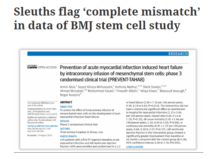 偵查人員在《英國(guó)醫(yī)學(xué)雜志》干細(xì)胞研究的數(shù)據(jù)中發(fā)現(xiàn)“完全不匹配” 