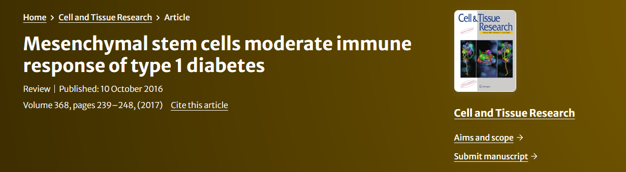 間充質干細胞調節1型糖尿病的免疫反應 間充質干細胞調節1型糖尿病的免疫反應