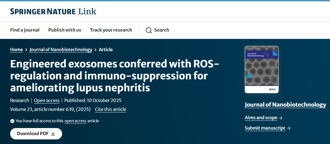 工程化外泌體通過調節(jié)活性氧和免疫抑制作用改善狼瘡性腎炎