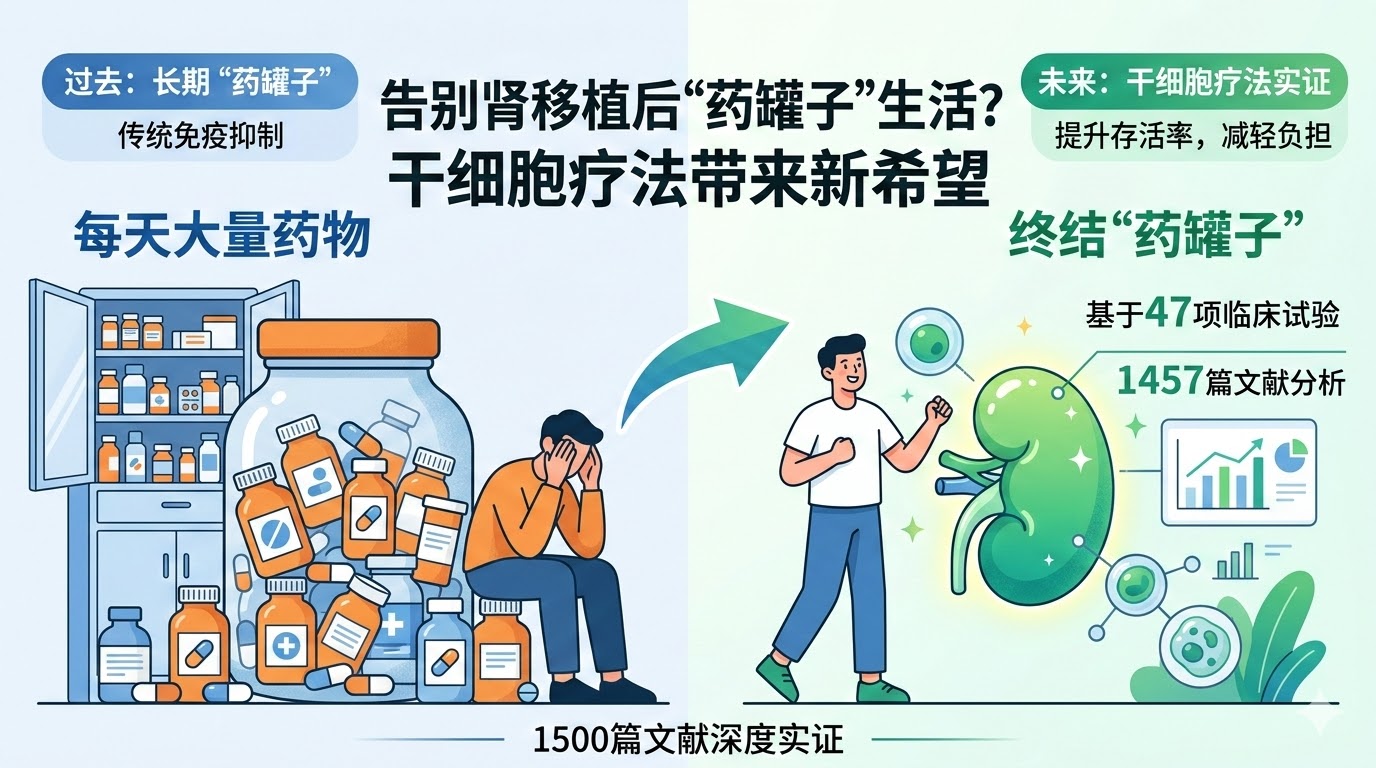 基于47項臨床試驗的實證：干細(xì)胞療法或?qū)⒔K結(jié)腎移植后的長期“藥罐子”生活